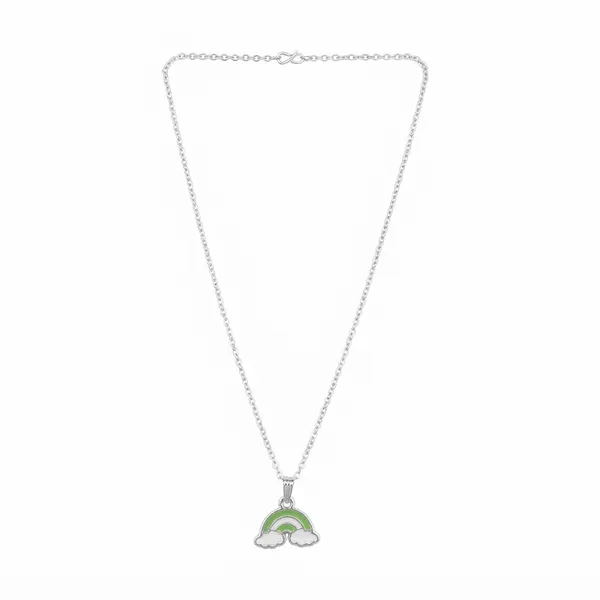 The99jewel_Cute_Rainbow_Charm_Pendant_Necklace_For_Women_Trendy_Daily_Wear_Accessory_Green