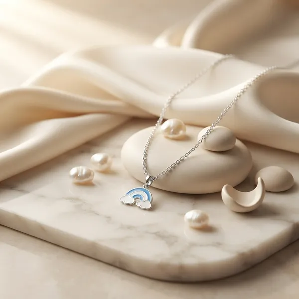 The99jewel_Cute_Rainbow_Charm_Pendant_Necklace_For_Women_Trendy_Daily_Wear_Accessory_Blue