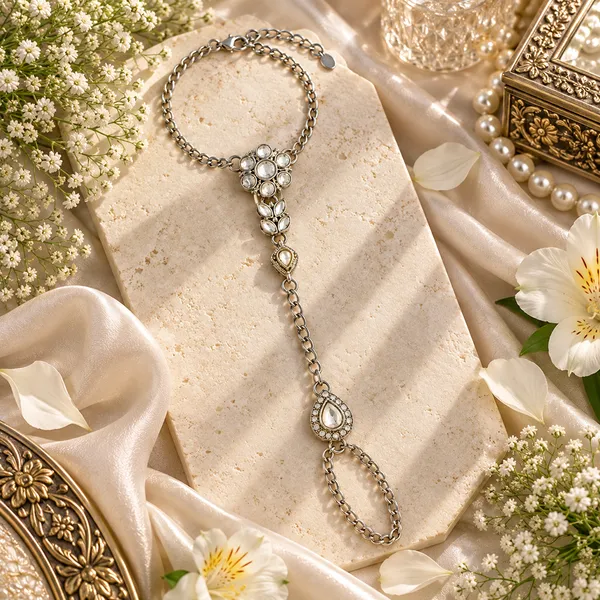 The99jewel_Bohemian_Style_Chin_Anklet_With_Connected_Toe_Ring_For_Women_Trendy_Foot_Jewellery_White