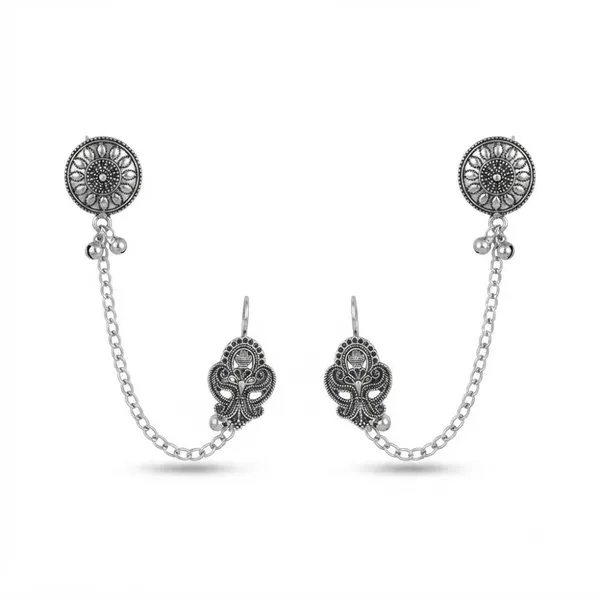 The99jewel_Stylish_Oxidised_Ear_Cuffs_With_Floral_Motif_For_Women_Traditional_Fashion_Jewellery_Oxidised
