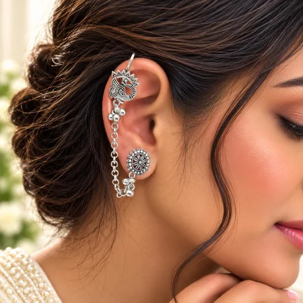 The99jewel_Stylish_Oxidised_Ear_Cuffs_With_Peacock_Motif_For_Women_Traditional_Fashion_Jewellery_Oxidised