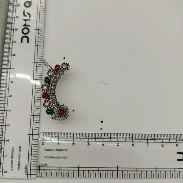 The99jewel_Stylish_Oxidised_Ear_Cuffs_With_Floral_Motif_For_Women_Traditional_Fashion_Jewellery_Green_Pink