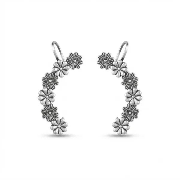 The99jewel_Stylish_Oxidised_Ear_Cuffs_With_Floral_Motif_For_Women_Traditional_Fashion_Jewellery_Oxidised