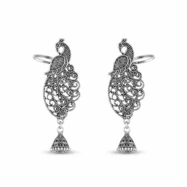 The99jewel_Stylish_Oxidised_Ear_Cuffs_With_Peacock_Motif_For_Women_Traditional_Fashion_Jewellery_Oxidised