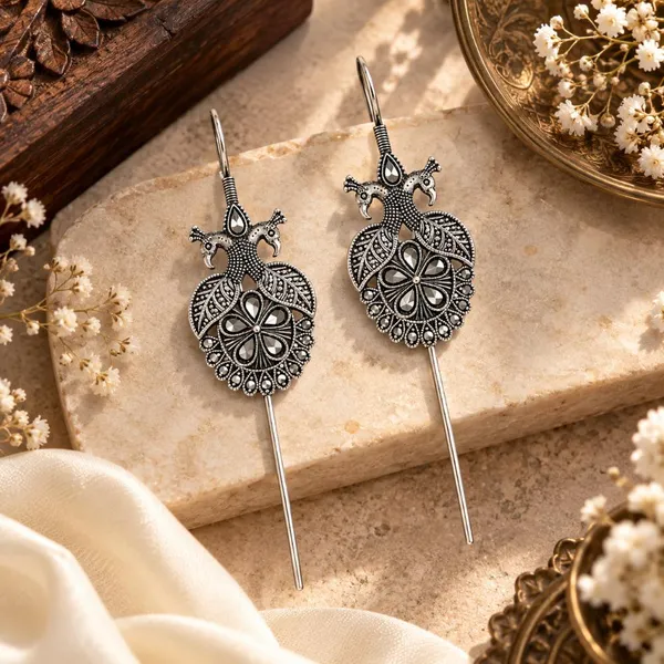 The99jewel_Stylish_Oxidised_Ear_Cuffs_With_Peacock_Motif_For_Women_Traditional_Fashion_Jewellery_Oxidised