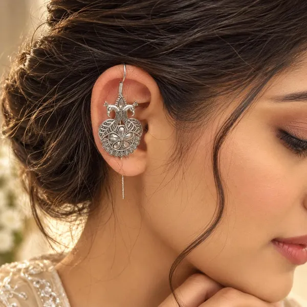 The99jewel_Stylish_Oxidised_Ear_Cuffs_With_Peacock_Motif_For_Women_Traditional_Fashion_Jewellery_Oxidised