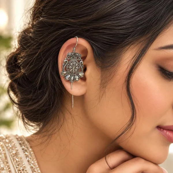 The99jewel_Stylish_Oxidised_Ear_Cuffs_With_Peacock_And_Elephant_Motif_For_Women_Traditional_Fashion_Jewellery_Oxidised