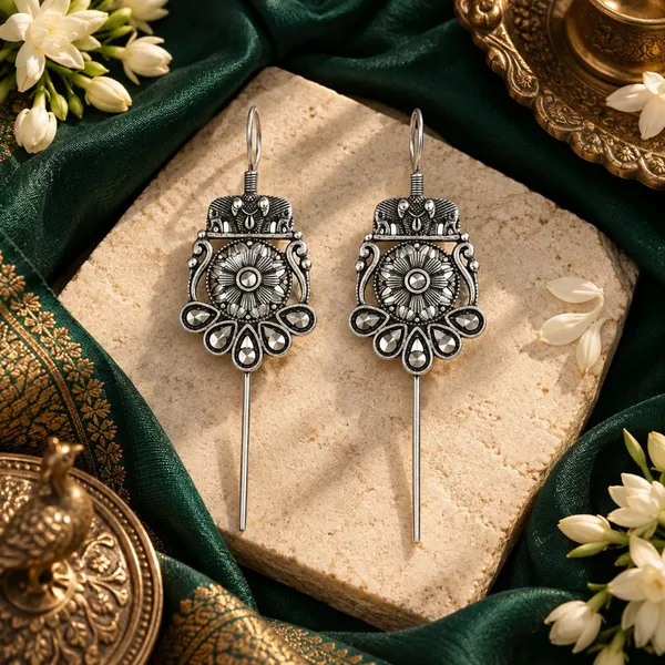 The99jewel_Stylish_Oxidised_Ear_Cuffs_With_Peacock_And_Elephant_Motif_For_Women_Traditional_Fashion_Jewellery_Oxidised