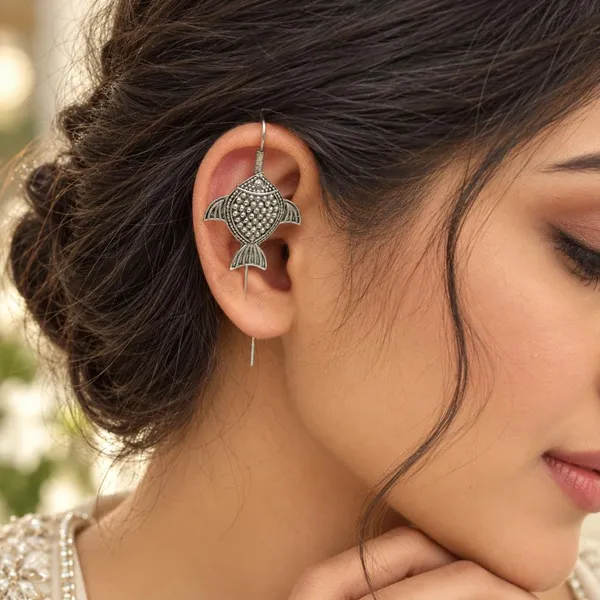 The99jewel_Stylish_Oxidised_Ear_Cuffs_With_Fish_Motif_For_Women_Traditional_Fashion_Jewellery_Oxidised