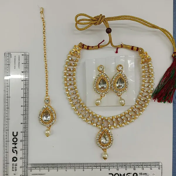 The99jewel_Graceful_Gold_Plated_Crystal_Pearl_Necklace_With_Mangtikka_For_Women_Girls_White
