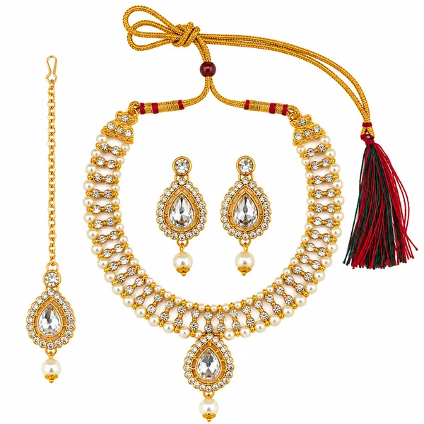 The99jewel_Graceful_Gold_Plated_Crystal_Pearl_Necklace_With_Mangtikka_For_Women_Girls_White