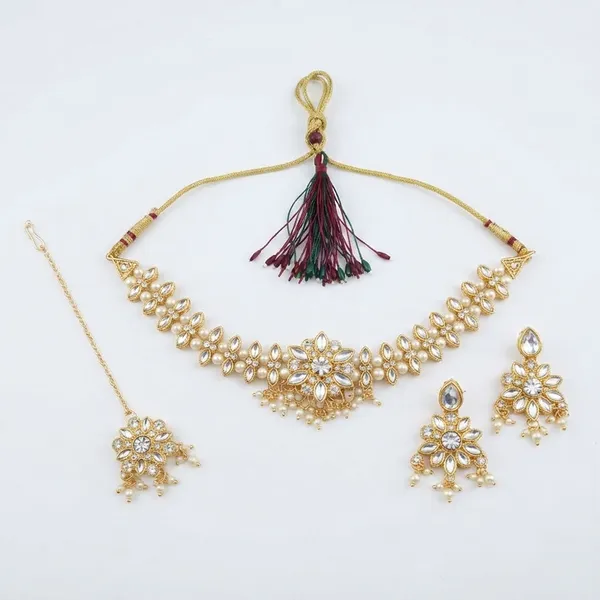 The99jewel_Graceful_Gold_Plated_Crystal_Pearl_Necklace_With_Mangtikka_For_Women_Girls_White