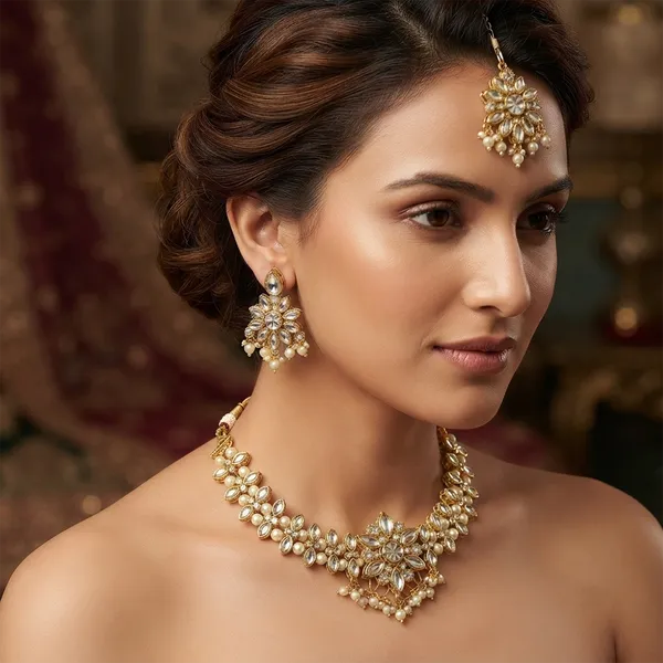 The99jewel_Graceful_Gold_Plated_Crystal_Pearl_Necklace_With_Mangtikka_For_Women_Girls_White
