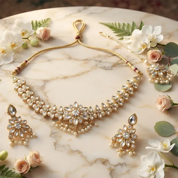 The99jewel_Graceful_Gold_Plated_Crystal_Pearl_Necklace_With_Mangtikka_For_Women_Girls_White