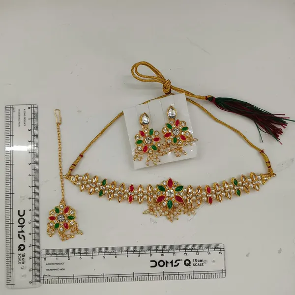 The99jewel_Graceful_Gold_Plated_Crystal_Pearl_Necklace_With_Mangtikka_For_Women_Girls_Green_Pink