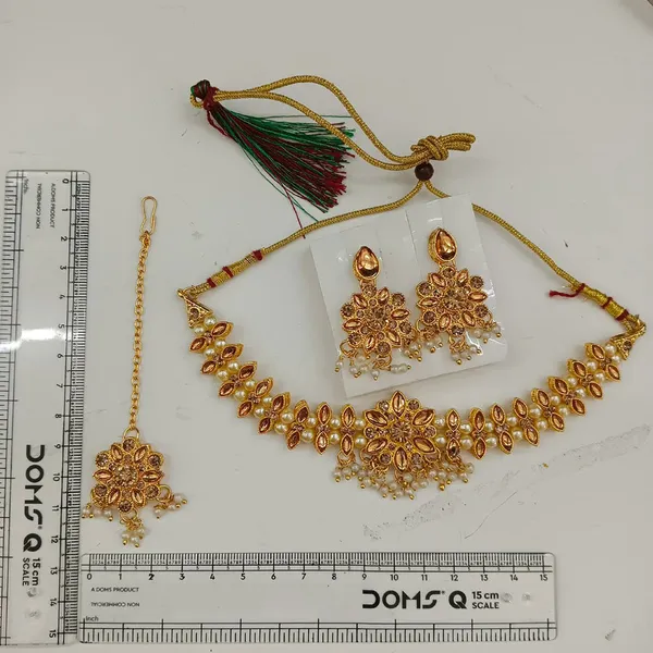 The99jewel_Graceful_Gold_Plated_Crystal_Pearl_Necklace_With_Mangtikka_For_Women_Girls_Lct