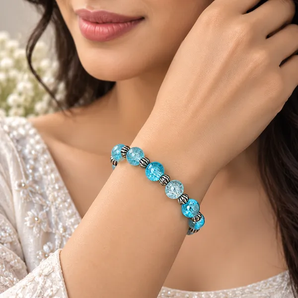The99jewel_Glimmer_Crackle_Glass_Beads_Bracelet_With_Silver_Spacer_Beads_For_Women_Light_Blue