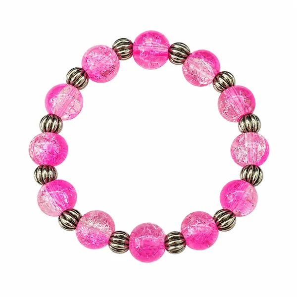 The99jewel_Glimmer_Crackle_Glass_Beads_Bracelet_With_Silver_Spacer_Beads_For_Women_Pink