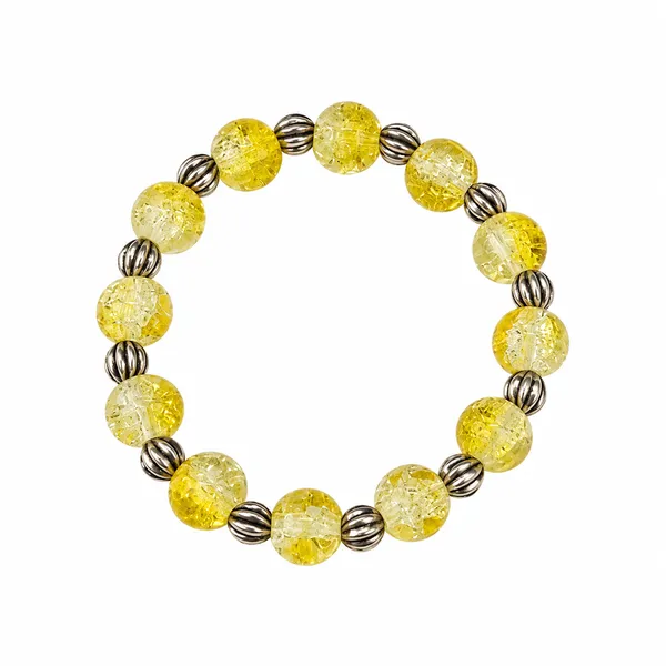 The99jewel_Glimmer_Crackle_Glass_Beads_Bracelet_With_Silver_Spacer_Beads_For_Women_Yellow