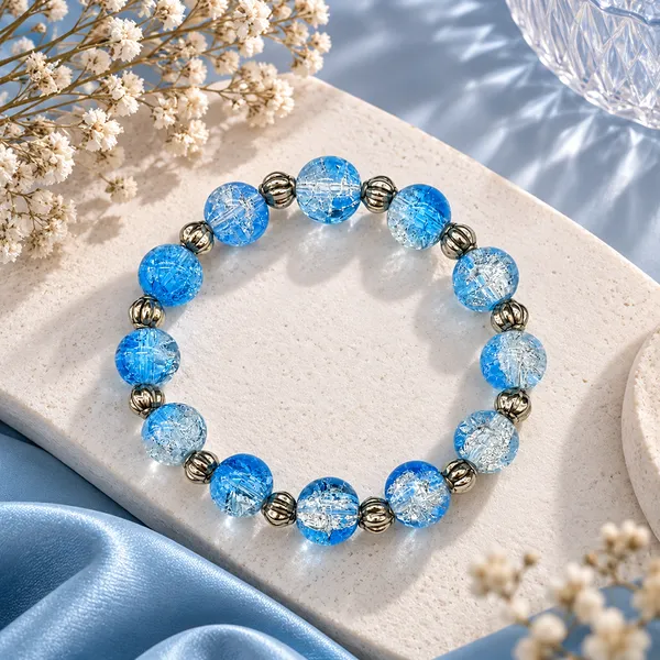 The99jewel_Glimmer_Crackle_Glass_Beads_Bracelet_With_Silver_Spacer_Beads_For_Women_Blue