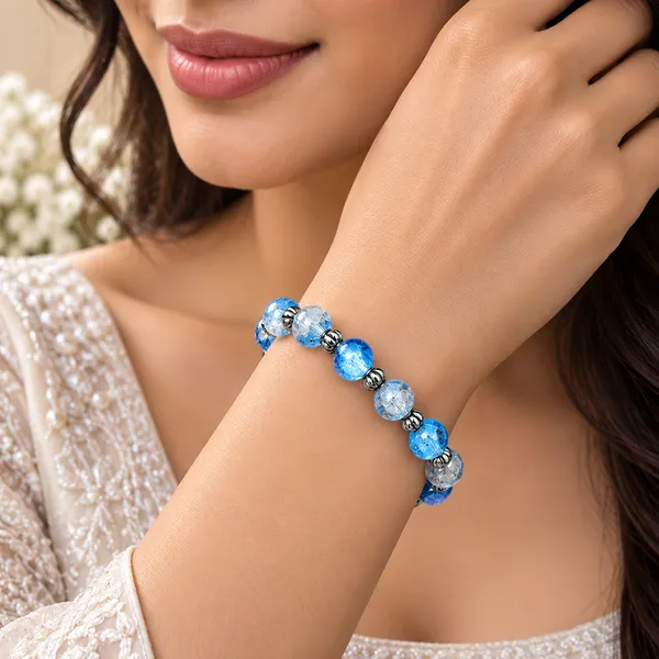 The99jewel_Glimmer_Crackle_Glass_Beads_Bracelet_With_Silver_Spacer_Beads_For_Women_Blue