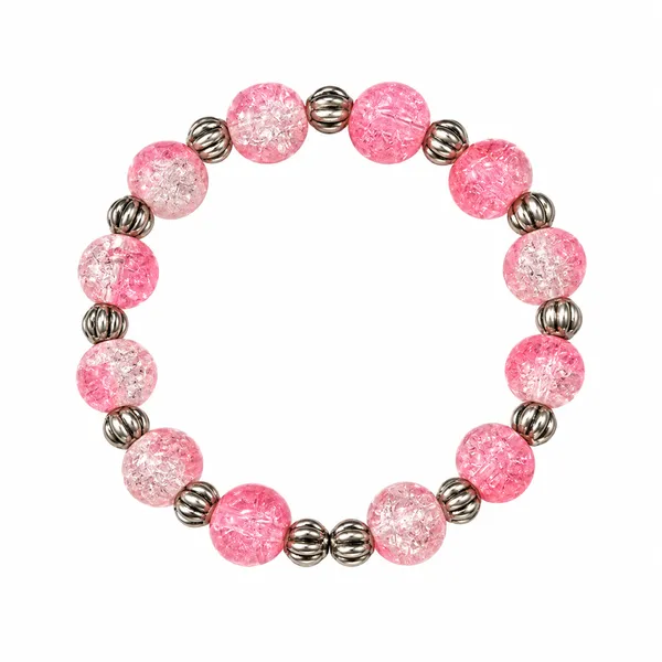 The99jewel_Glimmer_Crackle_Glass_Beads_Bracelet_With_Silver_Spacer_Beads_For_Women_Peach