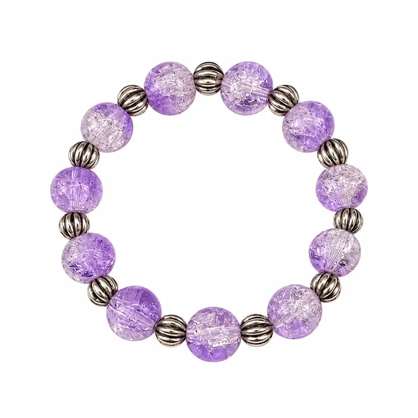 The99jewel_Glimmer_Crackle_Glass_Beads_Bracelet_With_Silver_Spacer_Beads_For_Women_Light_Purple