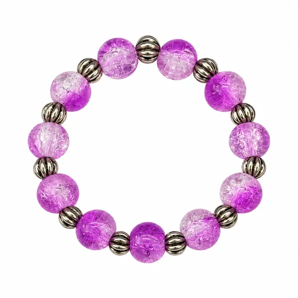 The99jewel_Glimmer_Crackle_Glass_Beads_Bracelet_With_Silver_Spacer_Beads_For_Women_Purple