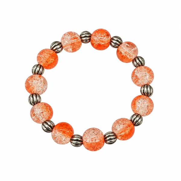 The99jewel_Glimmer_Crackle_Glass_Beads_Bracelet_With_Silver_Spacer_Beads_For_Women_Orange