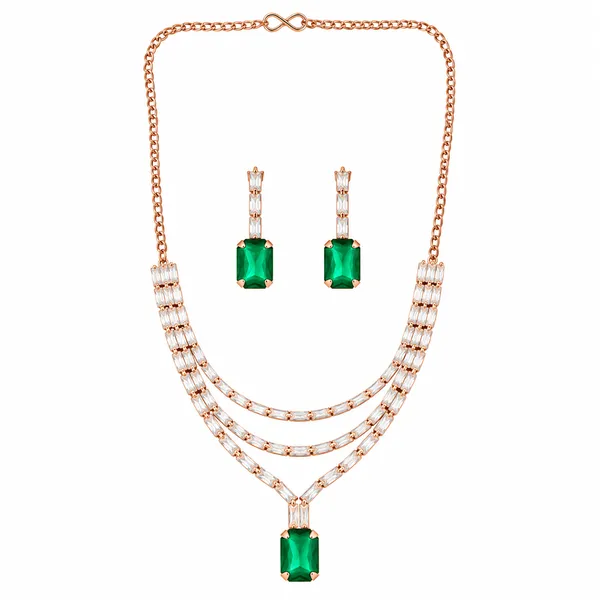 The99jewel_Gold_Plated_Crystal_Stone_Multi_Layer_Necklace_Set_For_Women_Elegant_Fashion_Jewellery_Green