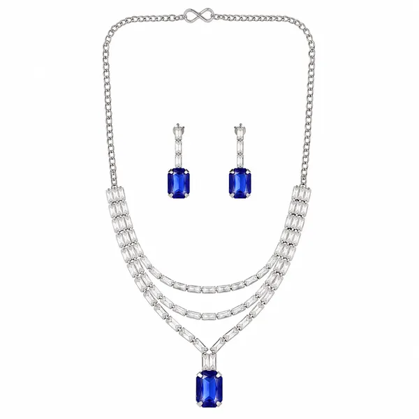 The99jewel_Silver_Plated_Crystal_Stone_Multi_Layer_Necklace_Set_For_Women_Elegant_Fashion_Jewellery_Dark_Blue