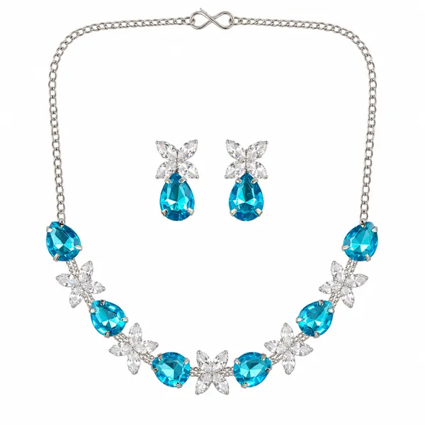 The99jewel_Silver_Plated_Crystal_Stone_Necklace_Set_For_Women_Elegant_Fashion_Jewellery_Light_Blue