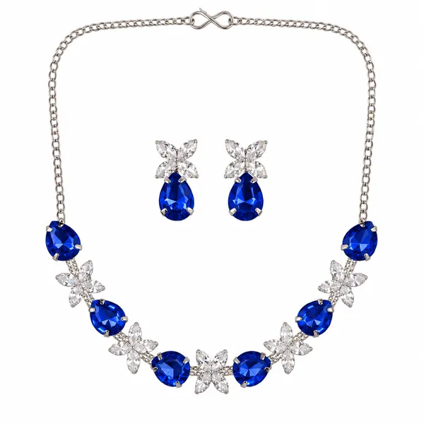The99jewel_Silver_Plated_Crystal_Stone_Necklace_Set_For_Women_Elegant_Fashion_Jewellery_Dark_Blue
