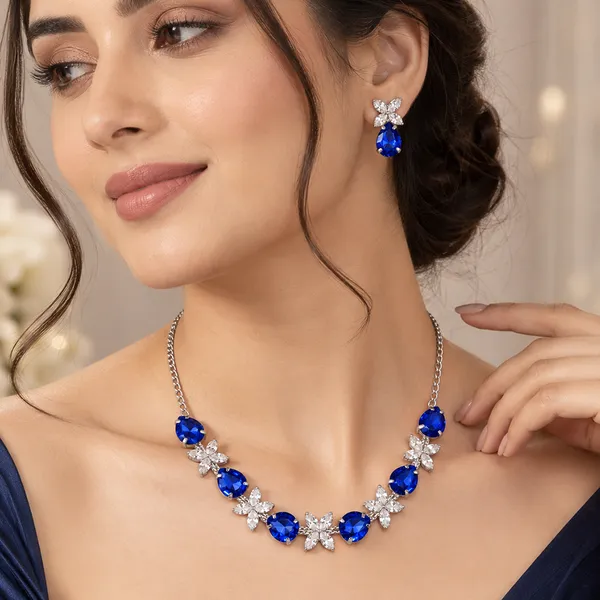 The99jewel_Silver_Plated_Crystal_Stone_Necklace_Set_For_Women_Elegant_Fashion_Jewellery_Dark_Blue