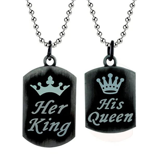 The99jewel_Wooden_Style_Her_King_And_His_Queen_Pendant_Couple_Jewellery_Combo_Black