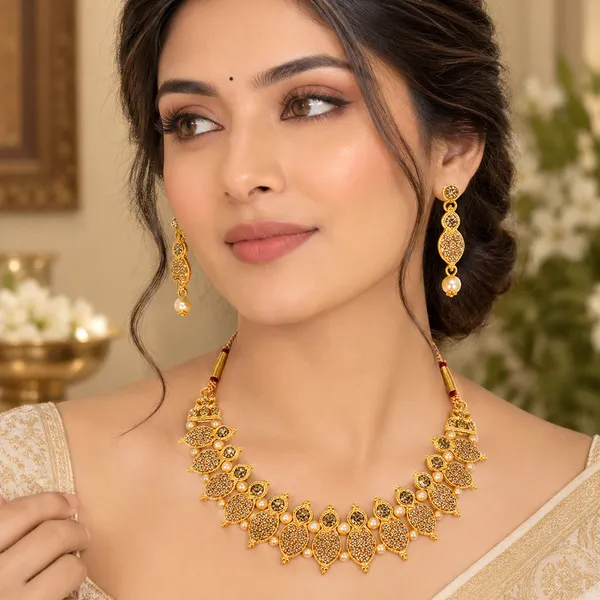 The99jewel_Gold_Plated_Pearl_Crystal_Necklace_Set_For_Women_Traditional_Jewellery_Lct
