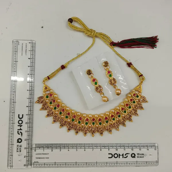 The99jewel_Gold_Plated_Pearl_Crystal_Necklace_Set_For_Women_Traditional_Jewellery_Green_Pink