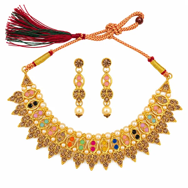 The99jewel_Gold_Plated_Pearl_Crystal_Necklace_Set_For_Women_Traditional_Jewellery_Multi