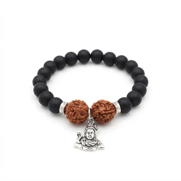 The99jewel_Rudraksha_Matte_Beads_Bracelet_With_Lord_Shiva_Charm_For_Mens_Silver