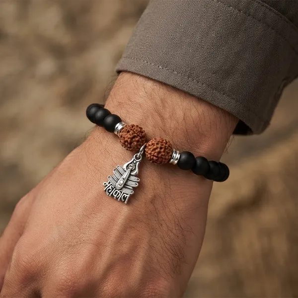 The99jewel_Rudraksha_Matte_Beads_Bracelet_With_Mahakal_Charm_For_Mens_Silver
