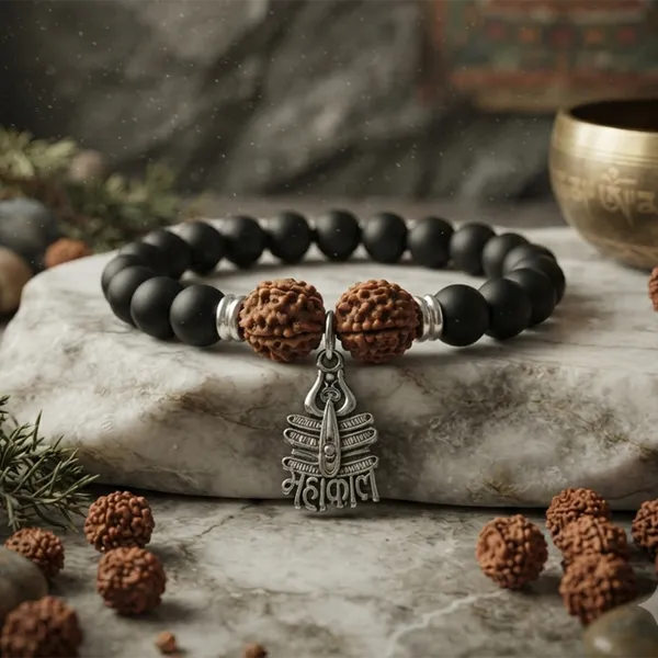 The99jewel_Rudraksha_Matte_Beads_Bracelet_With_Mahakal_Charm_For_Mens_Silver