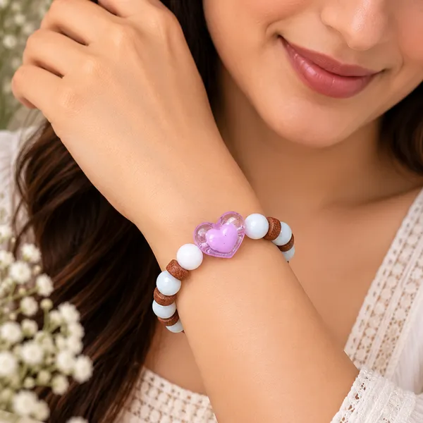 The99jewel_White_Beaded_Bracelet_With_Heart_Charm_Wooden_Bead_Accents_Purple