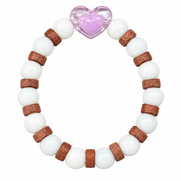 The99jewel_White_Beaded_Bracelet_With_Heart_Charm_Wooden_Bead_Accents_Purple