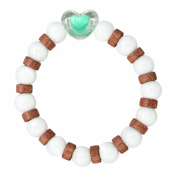 The99jewel_White_Beaded_Bracelet_With_Heart_Charm_Wooden_Bead_Accents_Light_Green