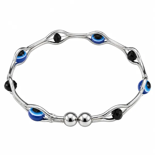 The99jewel_Silver_Tone_Oval_Shape_Evil_Eye_Adjustable_Bracelet_For_Women_Silver