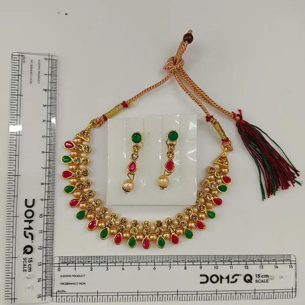 The99jewel_Gold_Plated_Pearl_Crystal_Necklace_Set_For_Women_Traditional_Jewellery_Green_Pink
