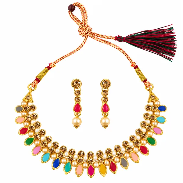The99jewel_Gold_Plated_Pearl_Crystal_Necklace_Set_For_Women_Traditional_Jewellery_Multi