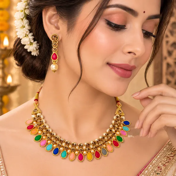 The99jewel_Gold_Plated_Pearl_Crystal_Necklace_Set_For_Women_Traditional_Jewellery_Multi