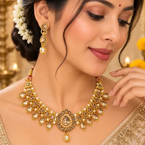 The99jewel_Gold_Plated_Pearl_Crystal_Necklace_Set_For_Women_Traditional_Jewellery_Lct