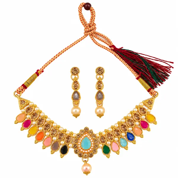 The99jewel_Gold_Plated_Pearl_Crystal_Necklace_Set_For_Women_Traditional_Jewellery_Multi
